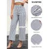 imageluvamia Striped Jeans for Women Trendy High Waisted Cropped Wide Leg Pants Stretchy Denim Patch Pocket Pinstripe PantsBlue