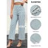 imageluvamia Striped Jeans for Women Trendy High Waisted Cropped Wide Leg Pants Stretchy Denim Patch Pocket Pinstripe PantsLake Blue