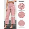 imageluvamia Striped Jeans for Women Trendy High Waisted Cropped Wide Leg Pants Stretchy Denim Patch Pocket Pinstripe PantsRed