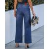 imageluvamia Wide Leg Jeans Woman High Waisted Trendy Drawstring Stretchy Denim Pants Relaxed Fit Trouser JeansClassic Blue