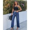 imageluvamia Wide Leg Jeans Woman High Waisted Trendy Drawstring Stretchy Denim Pants Relaxed Fit Trouser JeansClassic Blue