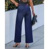 imageluvamia Wide Leg Jeans Woman High Waisted Trendy Drawstring Stretchy Denim Pants Relaxed Fit Trouser JeansDarkness Blue