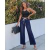imageluvamia Wide Leg Jeans Woman High Waisted Trendy Drawstring Stretchy Denim Pants Relaxed Fit Trouser JeansDarkness Blue
