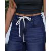 imageluvamia Wide Leg Jeans Woman High Waisted Trendy Drawstring Stretchy Denim Pants Relaxed Fit Trouser JeansDarkness Blue