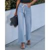 imageluvamia Wide Leg Jeans Woman High Waisted Trendy Drawstring Stretchy Denim Pants Relaxed Fit Trouser JeansSeaside Blue