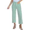 imageluvamia Striped Jeans for Women Trendy High Waisted Cropped Wide Leg Pants Stretchy Denim Patch Pocket Pinstripe PantsGreen