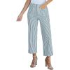 imageluvamia Striped Jeans for Women Trendy High Waisted Cropped Wide Leg Pants Stretchy Denim Patch Pocket Pinstripe PantsLake Blue