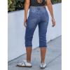 imageluvamia Capri Jeans for Women Trendy Mid Rise Distressed Raw Hem Casual Summer Stretchy Denim Capris Pants Relaxed FitClassic Blue