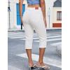 imageluvamia Capri Jeans for Women Trendy Mid Rise Distressed Raw Hem Casual Summer Stretchy Denim Capris Pants Relaxed FitCream White