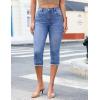 imageluvamia Capri Jeans for Women Trendy Mid Rise Distressed Raw Hem Casual Summer Stretchy Denim Capris Pants Relaxed FitMedium Blue
