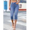imageluvamia Capri Jeans for Women Trendy Mid Rise Distressed Raw Hem Casual Summer Stretchy Denim Capris Pants Relaxed FitMedium Blue