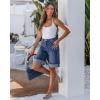 imageluvamia Jean Bermuda Shorts for Women High Waisted Knee Length Cuffed Long Stretchy Denim Shorts Loose Summer JortsClassic Blue