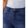 imageluvamia Jean Bermuda Shorts for Women High Waisted Knee Length Cuffed Long Stretchy Denim Shorts Loose Summer JortsDarkness Blue