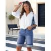 imageluvamia Jean Bermuda Shorts for Women High Waisted Knee Length Cuffed Long Stretchy Denim Shorts Loose Summer JortsMedium Blue