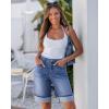 imageluvamia Jean Bermuda Shorts for Women High Waisted Knee Length Cuffed Long Stretchy Denim Shorts Loose Summer JortsMedium Blue