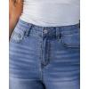 imageluvamia Jean Bermuda Shorts for Women High Waisted Knee Length Cuffed Long Stretchy Denim Shorts Loose Summer JortsMedium Blue