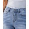 imageluvamia Jean Bermuda Shorts for Women High Waisted Knee Length Cuffed Long Stretchy Denim Shorts Loose Summer JortsPowder Blue