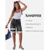 imageluvamia Jean Bermuda Shorts for Women High Waisted Knee Length Cuffed Long Stretchy Denim Shorts Loose Summer JortsWashed Black
