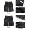 imageluvamia Jean Bermuda Shorts for Women Trendy Mid Rise Raw Hem Knee Length Stretchy Denim Long Shorts Summer Casual JortsWashed Black
