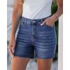 imageluvamia Jean Shorts for Women High Waisted Trendy Stretchy Denim Shorts 5 Inch Inseam Summer Casual Jorts with PocketsClassic Blue