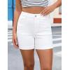 imageluvamia Jean Shorts for Women High Waisted Trendy Stretchy Denim Shorts 5 Inch Inseam Summer Casual Jorts with PocketsCream White