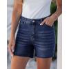 imageluvamia Jean Shorts for Women High Waisted Trendy Stretchy Denim Shorts 5 Inch Inseam Summer Casual Jorts with PocketsDarkness Blue