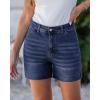 imageluvamia Jean Shorts for Women High Waisted Trendy Stretchy Denim Shorts 5 Inch Inseam Summer Casual Jorts with PocketsDarkness Blue