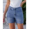 imageluvamia Jean Shorts for Women High Waisted Trendy Stretchy Denim Shorts 5 Inch Inseam Summer Casual Jorts with PocketsMedium Blue
