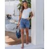 imageluvamia Jean Shorts for Women High Waisted Trendy Stretchy Denim Shorts 5 Inch Inseam Summer Casual Jorts with PocketsMedium Blue