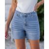 imageluvamia Jean Shorts for Women High Waisted Trendy Stretchy Denim Shorts 5 Inch Inseam Summer Casual Jorts with PocketsSeaside Blue