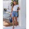 imageluvamia Jean Shorts for Women High Waisted Trendy Stretchy Denim Shorts 5 Inch Inseam Summer Casual Jorts with PocketsSeaside Blue