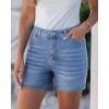 imageluvamia Jean Shorts for Women High Waisted Trendy Stretchy Denim Shorts 5 Inch Inseam Summer Casual Jorts with PocketsSeaside Blue