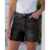 imageluvamia Jean Shorts for Women High Waisted Trendy Stretchy Denim Shorts 5 Inch Inseam Summer Casual Jorts with PocketsWashed Black