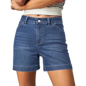 imageluvamia Jean Shorts for Women High Waisted Trendy Stretchy Denim Shorts 5 Inch Inseam Summer Casual Jorts with PocketsMedium Blue