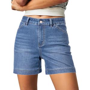 imageluvamia Jean Shorts for Women High Waisted Trendy Stretchy Denim Shorts 5 Inch Inseam Summer Casual Jorts with PocketsSeaside Blue