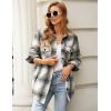 imageluvamia Plaid Jackets for Women Flannel Quilted Shacket Coats Oversized Button Down Shirts JacketKhaki Plaid
