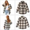 imageluvamia Plaid Jackets for Women Flannel Quilted Shacket Coats Oversized Button Down Shirts JacketKhaki Plaid