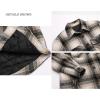 imageluvamia Plaid Jackets for Women Flannel Quilted Shacket Coats Oversized Button Down Shirts JacketKhaki Plaid