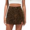 imageluvamia Skorts for Woman Leopard Cheetah Print Mini Skirt with Shorts High Waisted Trendy Cute Stretchy Side Slit SkortBrown Cheetah