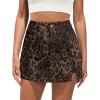 imageluvamia Skorts for Woman Leopard Cheetah Print Mini Skirt with Shorts High Waisted Trendy Cute Stretchy Side Slit SkortBrown Leopard