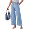 imageluvamia Wide Leg Jeans for Women Trendy High Waisted Elastic Waist Paperbag Drawstring Stretchy Denim Pants Trouser JeansSoft Blue