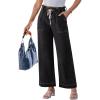 imageluvamia Wide Leg Jeans for Women Trendy High Waisted Elastic Waist Paperbag Drawstring Stretchy Denim Pants Trouser JeansWashed Black