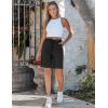 image:imageluvamia Bermuda Shorts for Women Trendy High Waist Knee Length Chino Long Shorts Drawstring Summer Casual Short 9Black