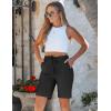 image:imageluvamia Bermuda Shorts for Women Trendy High Waist Knee Length Chino Long Shorts Drawstring Summer Casual Short 9Black
