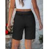 image:imageluvamia Bermuda Shorts for Women Trendy High Waist Knee Length Chino Long Shorts Drawstring Summer Casual Short 9Black