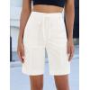 image:imageluvamia Bermuda Shorts for Women Trendy High Waist Knee Length Chino Long Shorts Drawstring Summer Casual Short 9Cream White