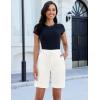 image:imageluvamia Bermuda Shorts for Women Trendy High Waist Knee Length Chino Long Shorts Drawstring Summer Casual Short 9Cream White