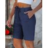 image:imageluvamia Bermuda Shorts for Women Trendy High Waist Knee Length Chino Long Shorts Drawstring Summer Casual Short 9Dark Blue