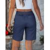 image:imageluvamia Bermuda Shorts for Women Trendy High Waist Knee Length Chino Long Shorts Drawstring Summer Casual Short 9Dark Blue