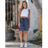 image:imageluvamia Bermuda Shorts for Women Trendy High Waist Knee Length Chino Long Shorts Drawstring Summer Casual Short 9Dark Blue